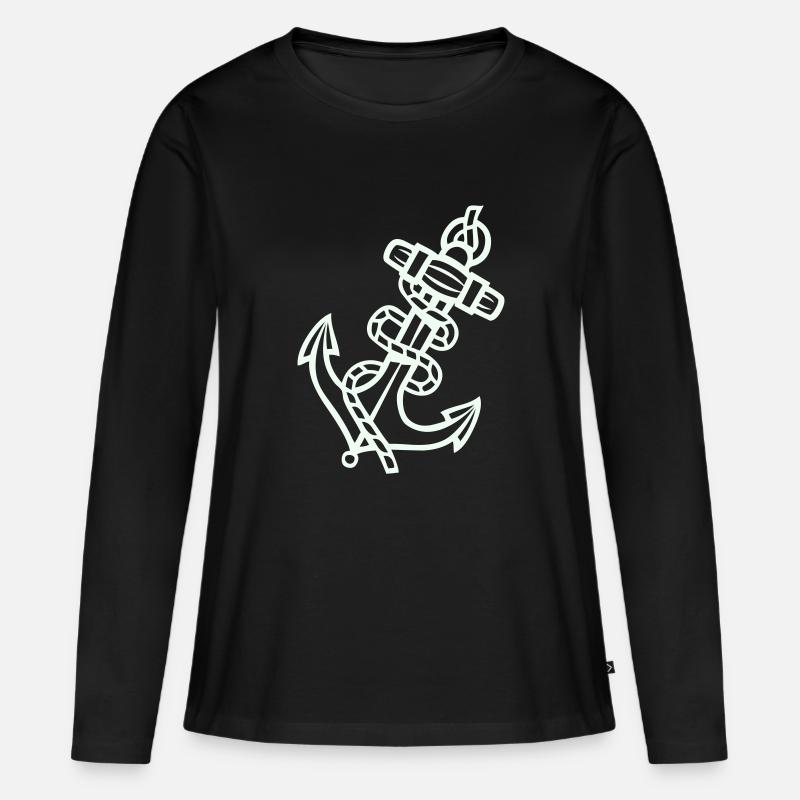 Anker Symbol - Frauen Premium Bio Langarmshirt - Schwarz