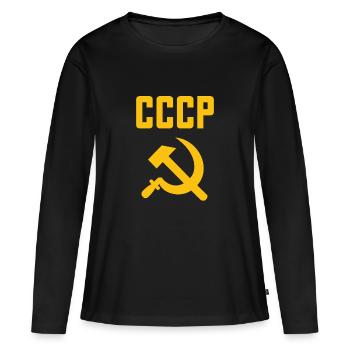 Soviet - Marteau et faucille Union soviétique - Communiste - T-shirt manches longues Premium bio Femme - noir - Devant - Julia (174cm)