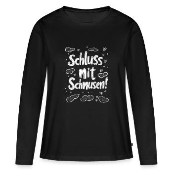 Schluss mit Schmusen! - Frauen Premium Bio Langarmshirt - Schwarz - Vorne - Julia (174cm)