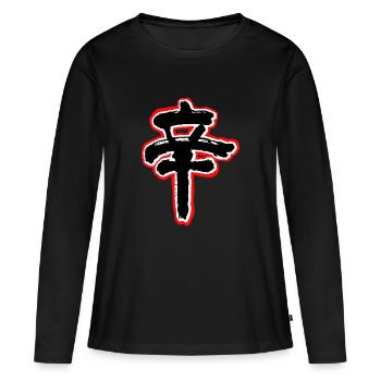 SPICY logo - Women's Premium Organic Long Sleeve Shirt - black - Front - Julia (174cm)