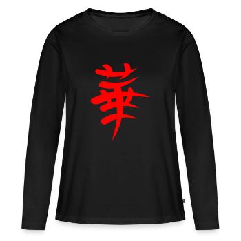 Kanji - Superbe - T-shirt manches longues Premium bio Femme - noir - Devant - Julia (174cm)