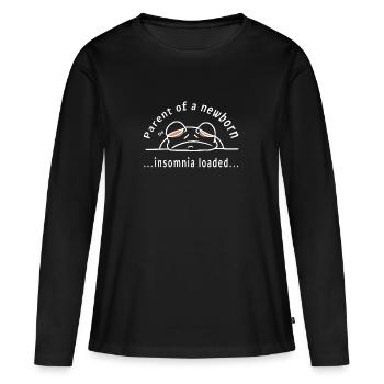 Schlaflose Eltern, New Parent Humor T-Shirt - Frauen Premium Bio Langarmshirt - Schwarz - Vorne - Julia (174cm)