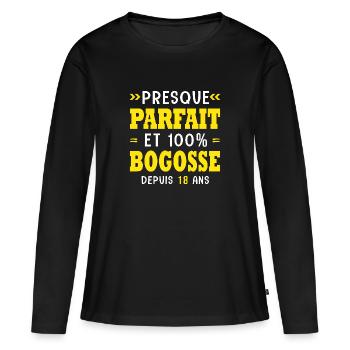 18 ans Parfait bogosse 18e anniversaire majorité - T-shirt manches longues Premium bio Femme - noir - Devant - Julia (174cm)