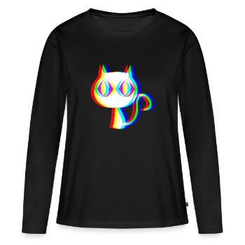 EDM Cat Rave style Glitch - T-shirt manches longues Premium bio Femme - noir - Devant - Julia (174cm)