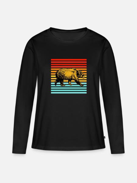 Braunbär Grizzly - Frauen Premium Bio Langarmshirt - Schwarz
