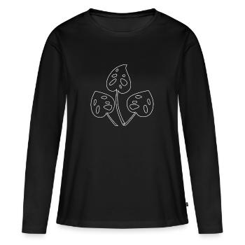 Feuille - T-shirt manches longues Premium bio Femme - noir - Devant - Julia (174cm)