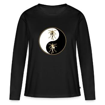 Chaman dansant en Yin Yang - T-shirt manches longues Premium bio Femme - noir - Devant - Julia (174cm)