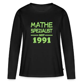91er - Frauen Premium Bio Langarmshirt - Schwarz - Vorne - Julia (174cm)
