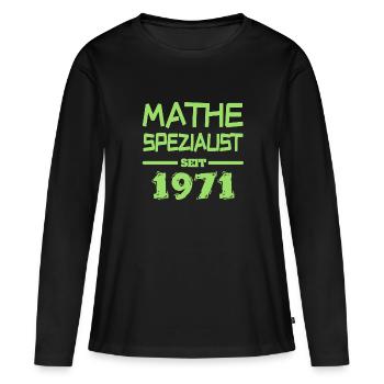Witzig 1971 - Frauen Premium Bio Langarmshirt - Schwarz - Vorne - Julia (174cm)