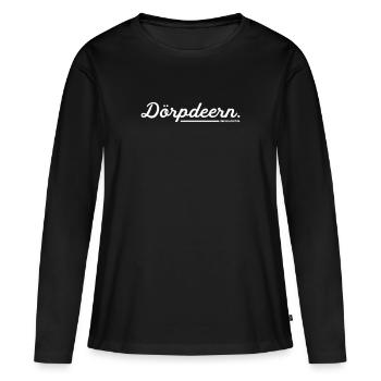 Dörpdeern / Dorfkind / Dialekt / Plattdeutsch - Frauen Premium Bio Langarmshirt - Schwarz - Vorne - Julia (174cm)
