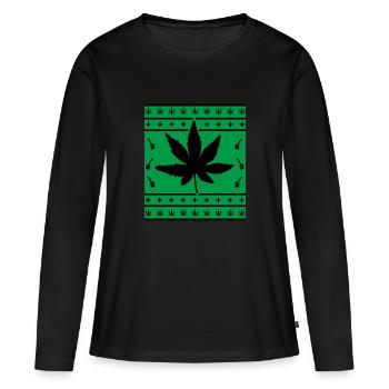 Ganja marichuana Rasta reggae folk - T-shirt manches longues Premium bio Femme - noir - Devant - Julia (174cm)