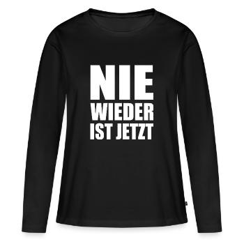 Nie wieder ist jetzt - Frauen Premium Bio Langarmshirt - Schwarz - Vorne - Julia (174cm)