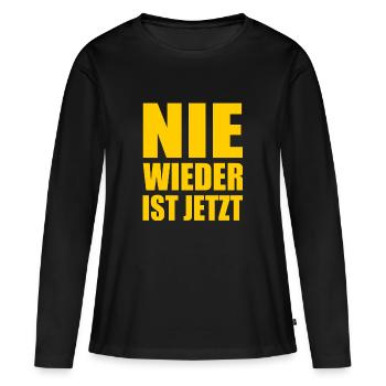 Nie wieder ist jetzt - Frauen Premium Bio Langarmshirt - Schwarz - Vorne - Julia (174cm)