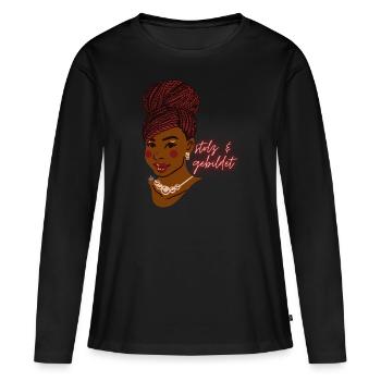 tresses de femme éduquées au design noir et fier - T-shirt manches longues Premium bio Femme - noir - Devant - Julia (174cm)