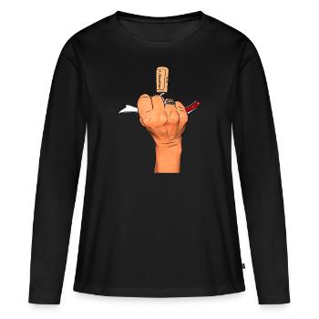 Bad Girl and her corkscrew - Women's Premium Organic Long Sleeve Shirt - black - Front - Julia (174cm)