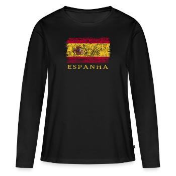 Espagne Drapeau espagnol Drapeau de l’Espagne - T-shirt manches longues Premium bio Femme - noir - Devant - Julia (174cm)