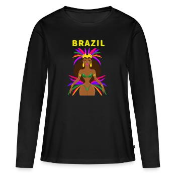 Brazil - Women's Premium Organic Long Sleeve Shirt - black - Front - Julia (174cm)