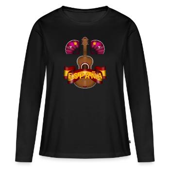Guitare anglaise - T-shirt manches longues Premium bio Femme - noir - Devant - Julia (174cm)