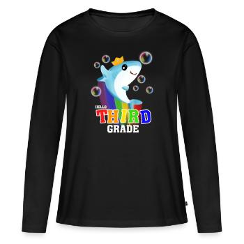 Hello Third Grade - Women's Premium Organic Long Sleeve Shirt - black - Front - Julia (174cm)