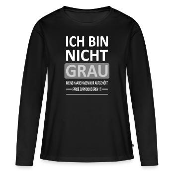 Ich bin Nicht GRAU - Version 2 - Frauen Premium Bio Langarmshirt - Schwarz - Vorne - Julia (174cm)