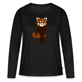 Panda roux debout - T-shirt manches longues Premium bio Femme - noir - Devant - Julia (174cm)