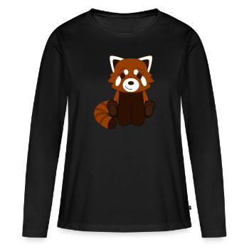 Panda roux - T-shirt manches longues Premium bio Femme - noir - Devant - Julia (174cm)