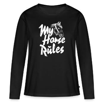 Mon cheval mes règles Cavalier Cavalier Ferme équestre - T-shirt manches longues Premium bio Femme - noir - Devant - Julia (174cm)