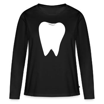 Dent blanche - T-shirt manches longues Premium bio Femme - noir - Devant - Julia (174cm)
