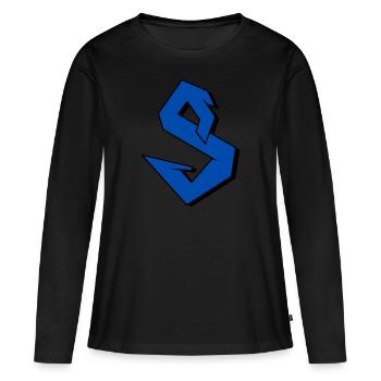 S Logo - T-shirt manches longues Premium bio Femme - noir - Devant - Julia (174cm)