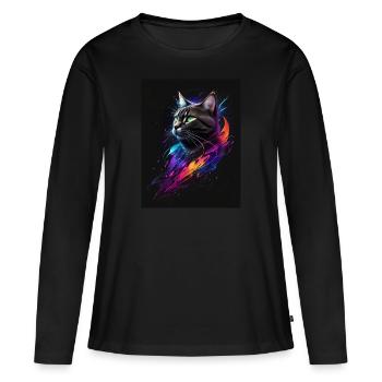 Cat Galaxy - Women's Premium Organic Long Sleeve Shirt - black - Front - Julia (174cm)