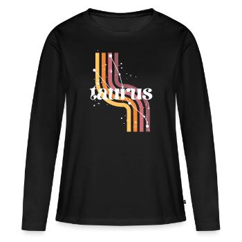 Taurus horoscope rétro - T-shirt manches longues Premium bio Femme - noir - Devant - Julia (174cm)