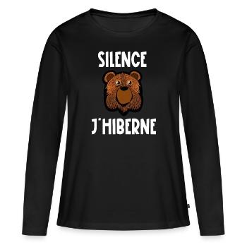 silence j'hiberne - T-shirt manches longues Premium bio Femme - noir - Devant - Julia (174cm)