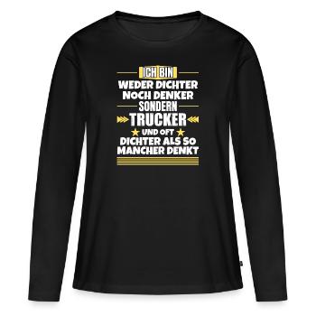 Ni poètes, ni penseurs, mais camionneurs - T-shirt manches longues Premium bio Femme - noir - Devant - Julia (174cm)