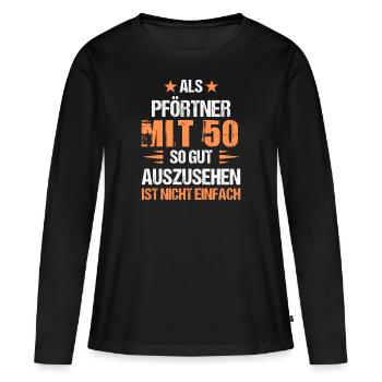 With 50 handsome doorman - Women's Premium Organic Long Sleeve Shirt - black - Front - Julia (174cm)