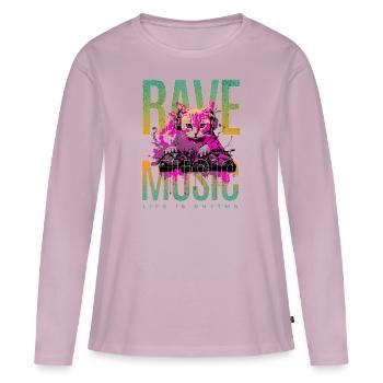 Rave music dj cat - Women's Premium Organic Long Sleeve Shirt - dusky pink - Front - Julia (174cm)