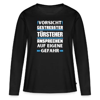 Ne parlez pas à un videur stressé ! - T-shirt manches longues Premium bio Femme - noir - Devant - Julia (174cm)