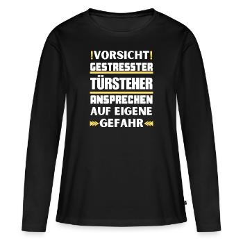 Ne parlez pas à un videur stressé ! - T-shirt manches longues Premium bio Femme - noir - Devant - Julia (174cm)