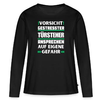Ne parlez pas à un videur stressé ! - T-shirt manches longues Premium bio Femme - noir - Devant - Julia (174cm)