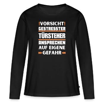 Ne parlez pas à un videur stressé ! - T-shirt manches longues Premium bio Femme - noir - Devant - Julia (174cm)