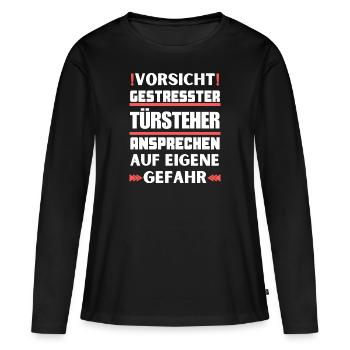 Ne parlez pas aux videurs stressés ! - T-shirt manches longues Premium bio Femme - noir - Devant - Julia (174cm)