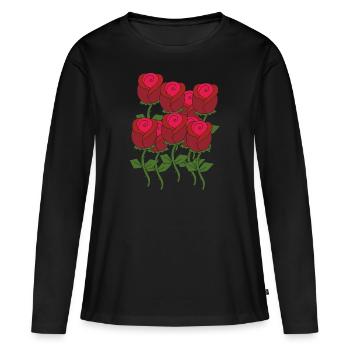 Roses - T-shirt manches longues Premium bio Femme - noir - Devant - Julia (174cm)