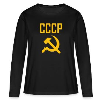 Soviet - Marteau et faucille Union soviétique - Communiste - T-shirt manches longues Premium bio Femme - noir - Devant - Julia (174cm)