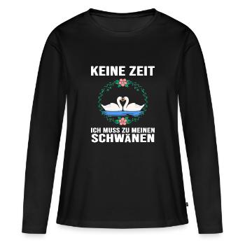 Schwan "Schwanzeit" Schwäne verliebt Schwanpaar - Frauen Premium Bio Langarmshirt - Schwarz - Vorne - Julia (174cm)