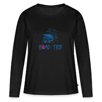 Van on the road - T-shirt manches longues Premium bio Femme - noir - Devant - Julia (174cm)