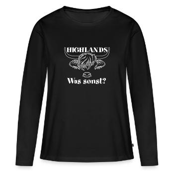 Highlands was sonst - Highland Rinder - Frauen Premium Bio Langarmshirt - Schwarz - Vorne - Julia (174cm)