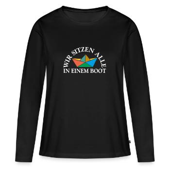 Alle in einem Boot - Frauen Premium Bio Langarmshirt - Schwarz - Vorne - Julia (174cm)