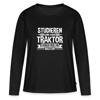 Tractor Farmer Trecker Gift - Women's Premium Organic Long Sleeve Shirt - black - Front - Julia (174cm)