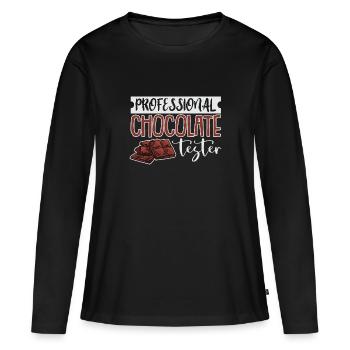 Chocolat chocolat gourate sucré chocolate chocolat - T-shirt manches longues Premium bio Femme - noir - Devant - Julia (174cm)
