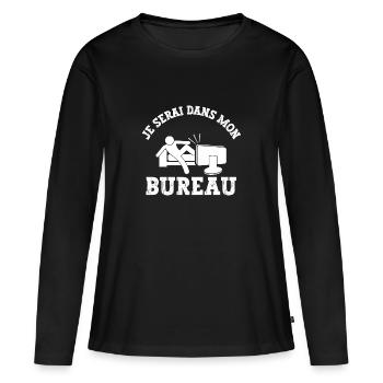 je serai dans mon bureau - T-shirt manches longues Premium bio Femme - noir - Devant - Julia (174cm)