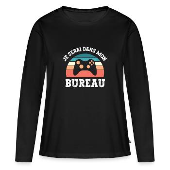 je serai dans mon bureau - T-shirt manches longues Premium bio Femme - noir - Devant - Julia (174cm)